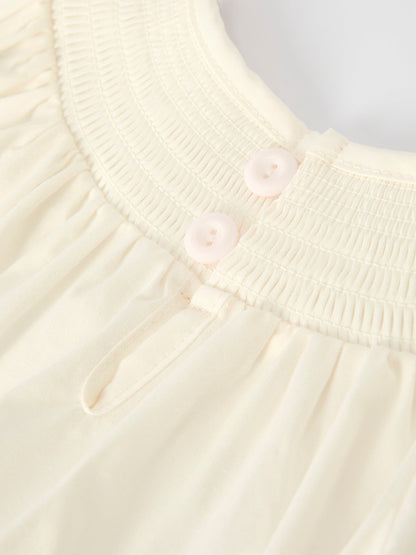 Christmas Girl's Romper : Delicate Embroidery with Red Bow Details