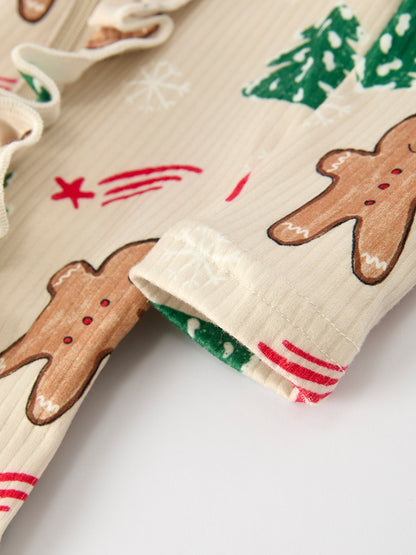 Gingerbread Christmas Girls Romper: Sweet Holiday Vibes with Nightcap
