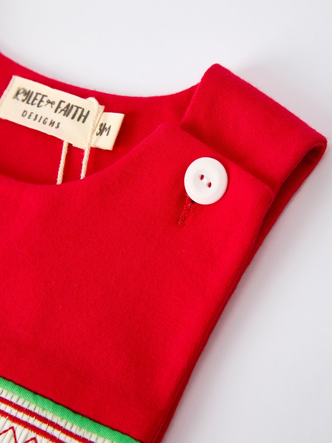 Christmas Red & Green Smock Embroidery Baby Boys Romper