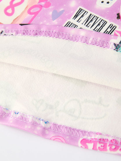 Christmas Purple Ts Twirly Print Girls Short sleeves Dress：Musical Journey in Style