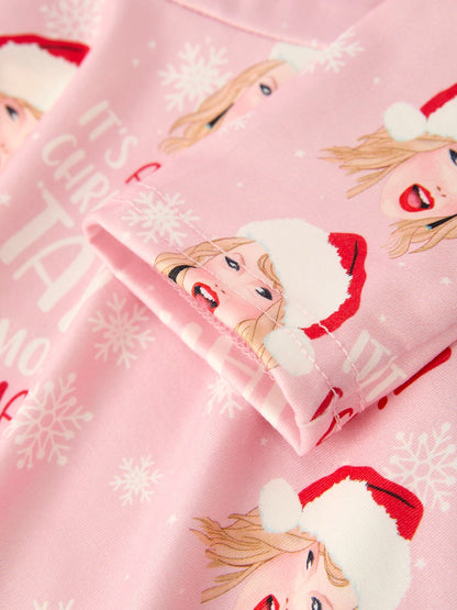 Christmas Ts Twirly  Print Girls Milk Silk Dress