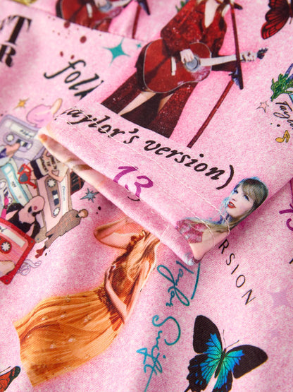 Christmas Ts Twirly Print Girls Milk Silk Dress：Musical Journey in Style