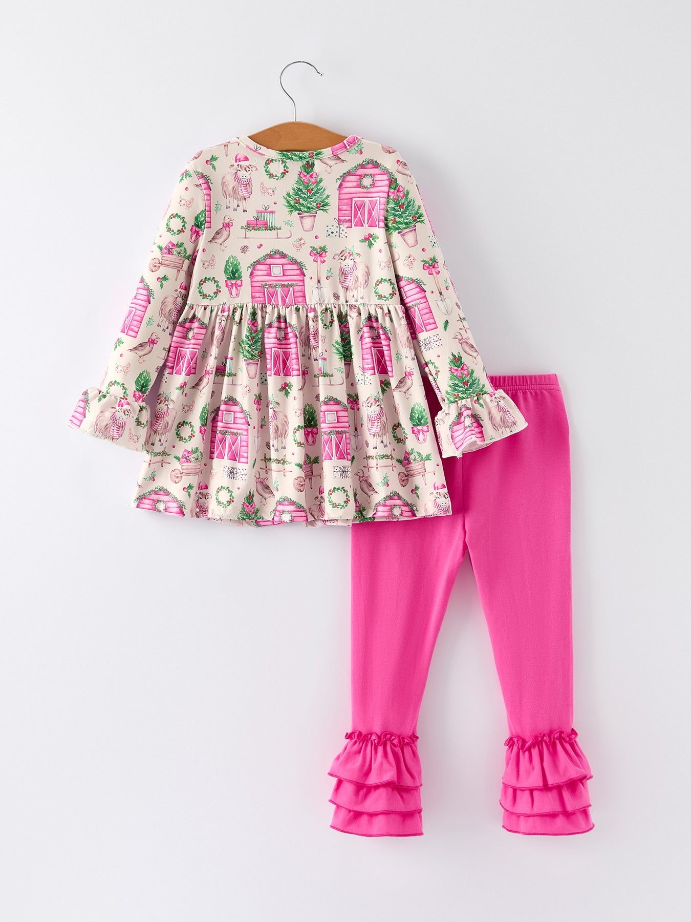Pink Farmhouse Theme Girl Set: Christmas Spirit Outfit