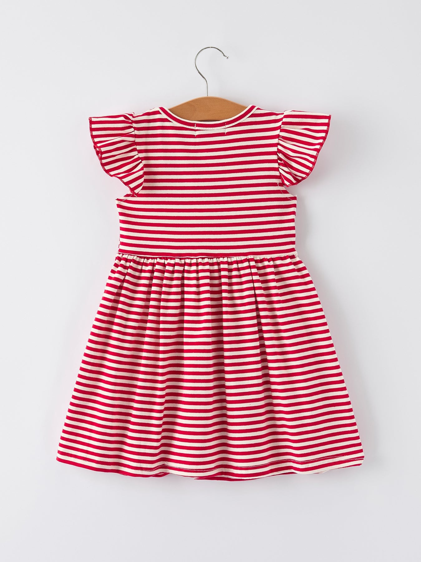 Christmas Red Stripe Dress with Santa  Applique Pockets: Festive Fun