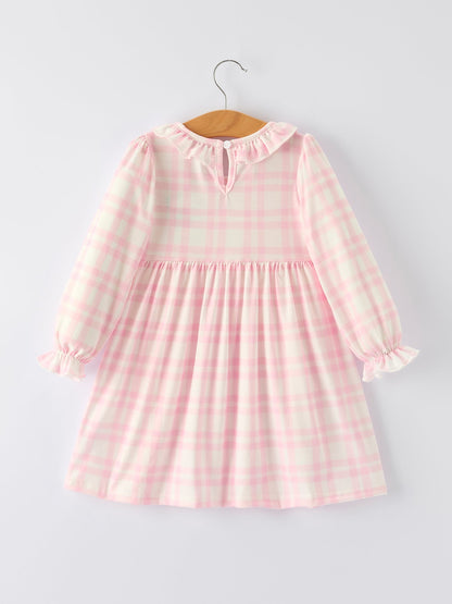 Christmas Pink Cute Bow Plaid Baby Dress: Soft and Comfortable
