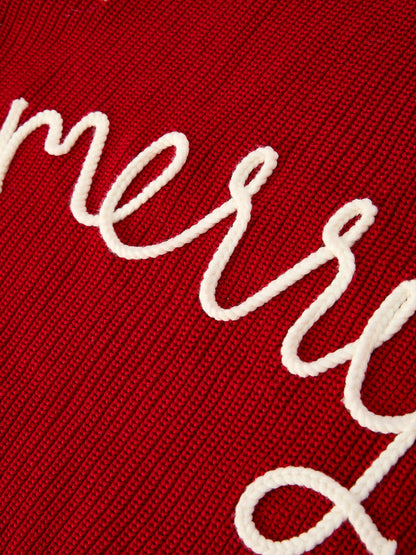 Pre-order Mom and Me Winter Christmas Red "merry" Pullover Sweater