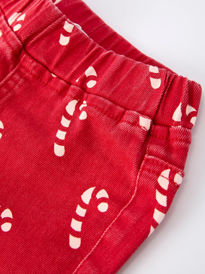 Girls Red Christmas Themed Denim Jeans