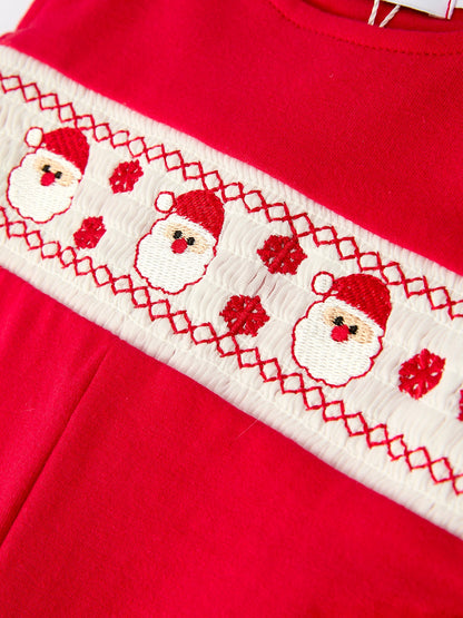 Christmas Smocked Embroidery Baby Boys Romper