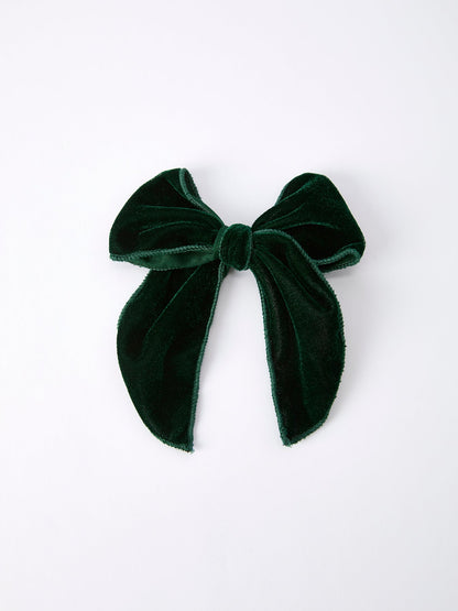 Christmas Velvet Green Bow Hair Clip