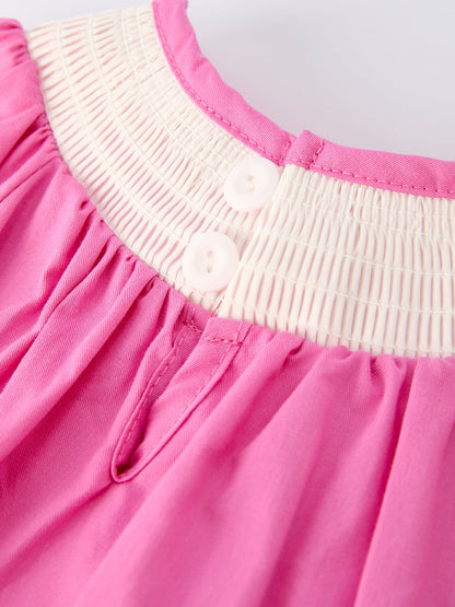 Christmas Pink Christmas Smocked Embroidery Tree Baby Girls Romper