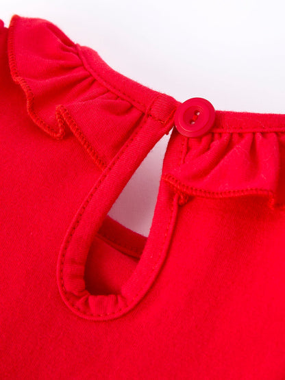 Christmas Smocked Girls Romper with Green Bow and Tree Embroidery