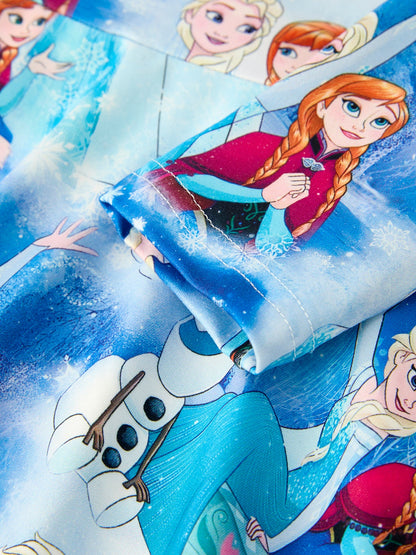 Blue Christmas Character Print Party Dress