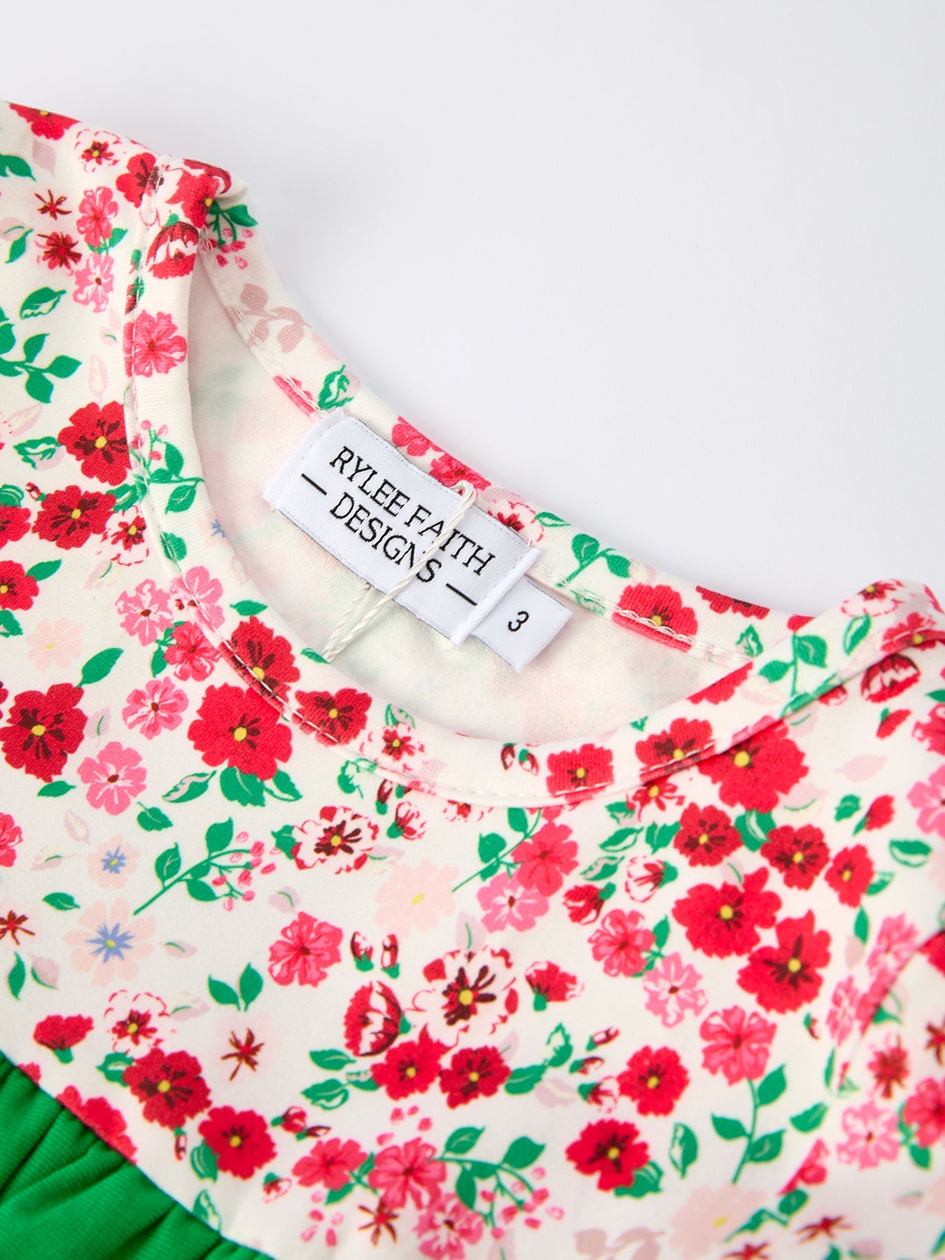 Christmas Santa Applique Girls Floral Long Sleeve Set