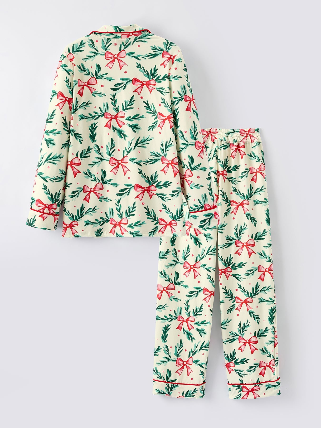 Mommy & Me Christmas Bow and Holly Print Pajama Set