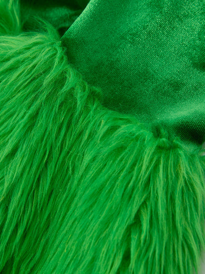 Mommy & Me Christmas Bow Print Baby Romper with Green Furry Bell Bottoms