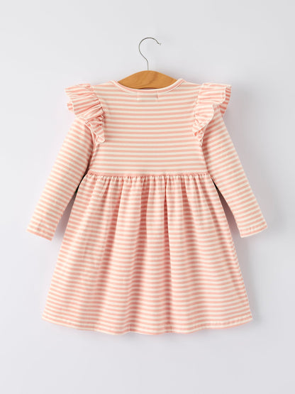 Christmas Tree Smocked Embroidery Stripe Baby Girls Dress