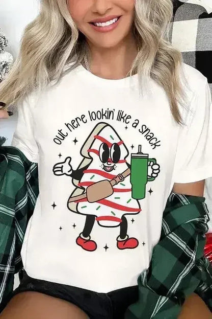 Christmas Cookie Graphic T-Shirt - "Lookin' Like a Snack" | Femstylo