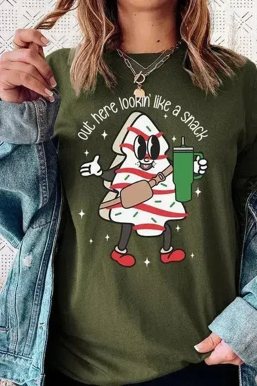 Christmas Cookie Graphic T-Shirt - "Lookin' Like a Snack" | Femstylo