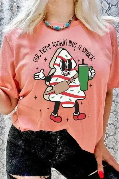 Christmas Cookie Graphic T-Shirt - "Lookin' Like a Snack" | Femstylo