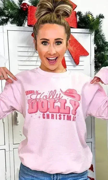 Holly Dolly Christmas Graphic Sweatshirt | Festive & Cozy