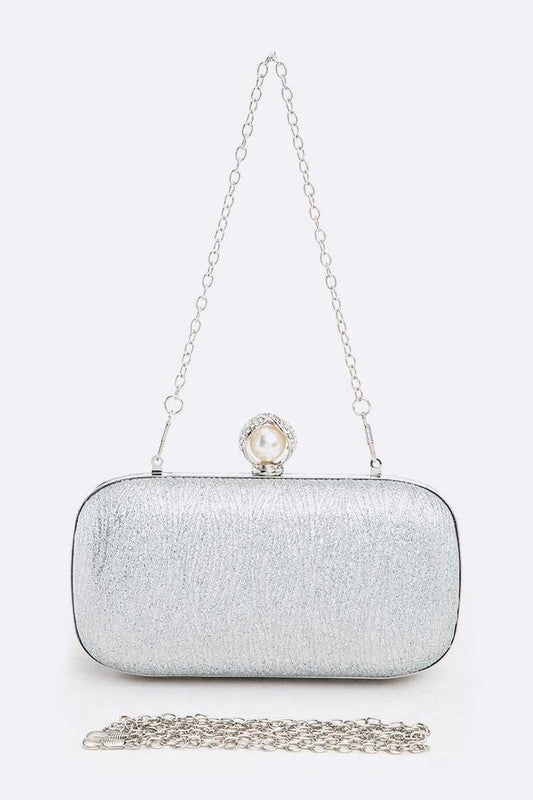 Crystal Flower Statement Satin Heart Shape Clutch