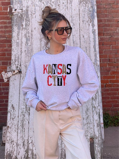 PLUS Kansas City Leopard Graphic Crew Neck Sweatshirt