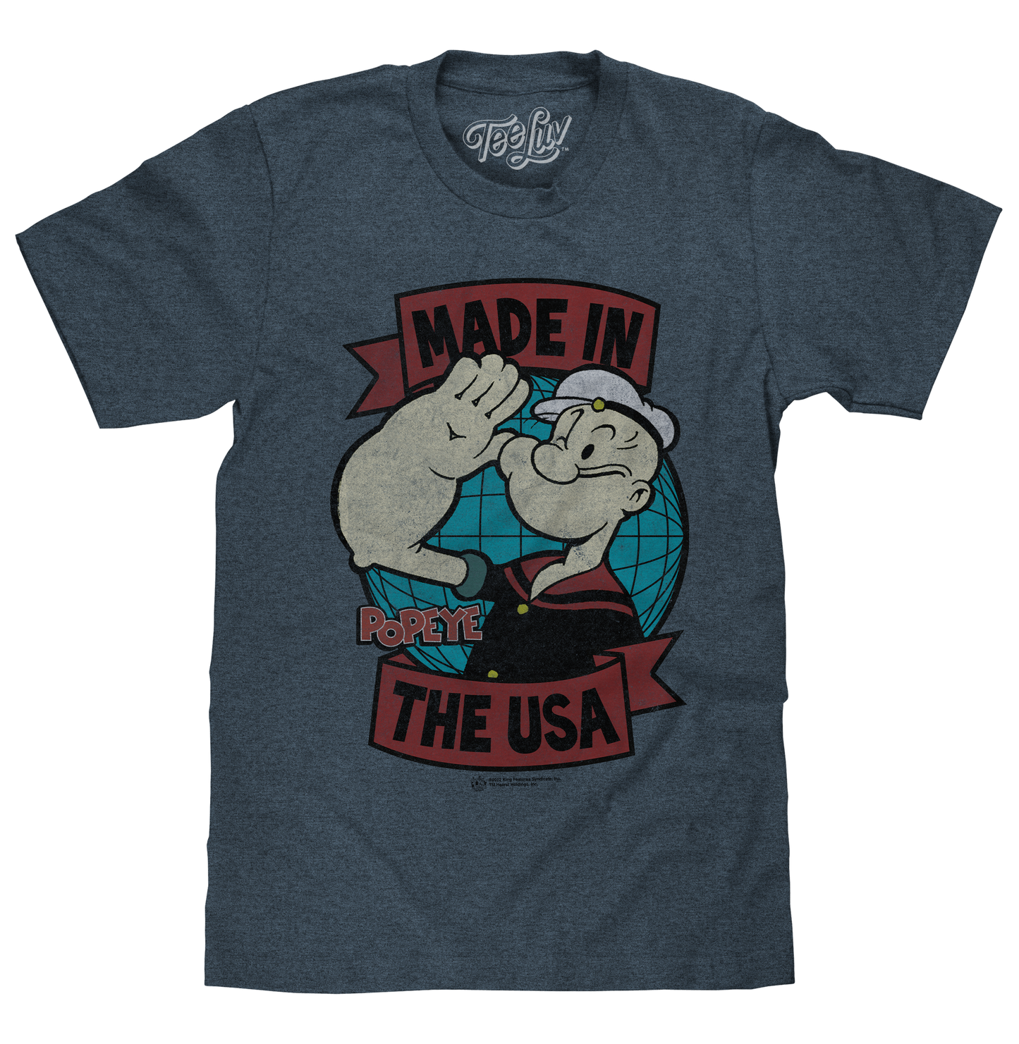 Retro Popeye Made in the USA T-Shirt - Indigo Heather