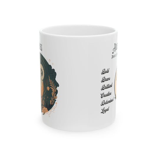 Zodiac Sign Aries Ceramic Mug - Bold, Brave, Creative, Loyal - Perfect Gift for Friends and Family