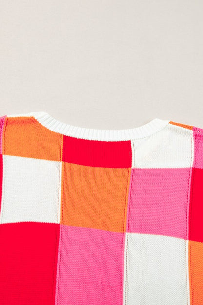 Color Block Cap Sleeve Sweater SHEWIN INC.