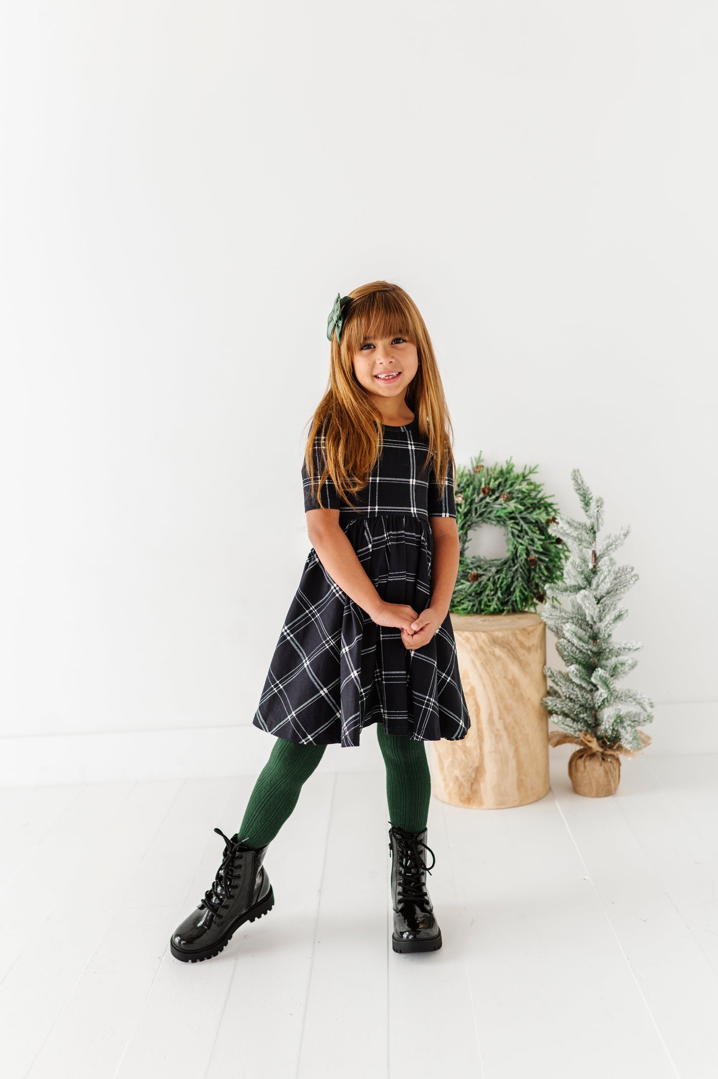 Black Plaid | Scoop Back Dress