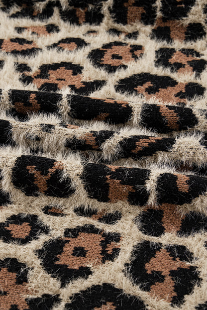 Brown Leopard Open Casual Cardigan
