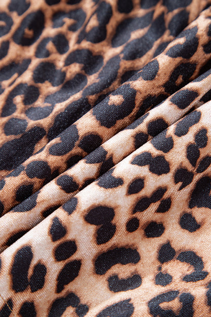 Brown Leopard Tiered Patchwork Hot Mini Skirt