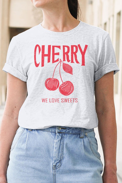 We love Sweet Cherry Graphic Tee - Aaria Tees