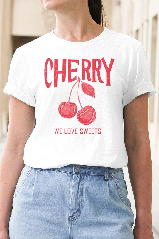 We love Sweet Cherry Graphic Tee - Aaria Tees