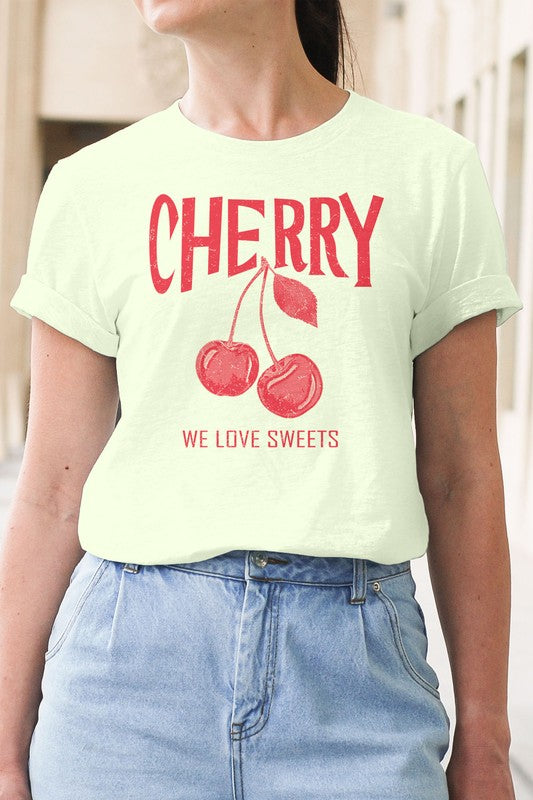 We love Sweet Cherry Graphic Tee - Aaria Tees