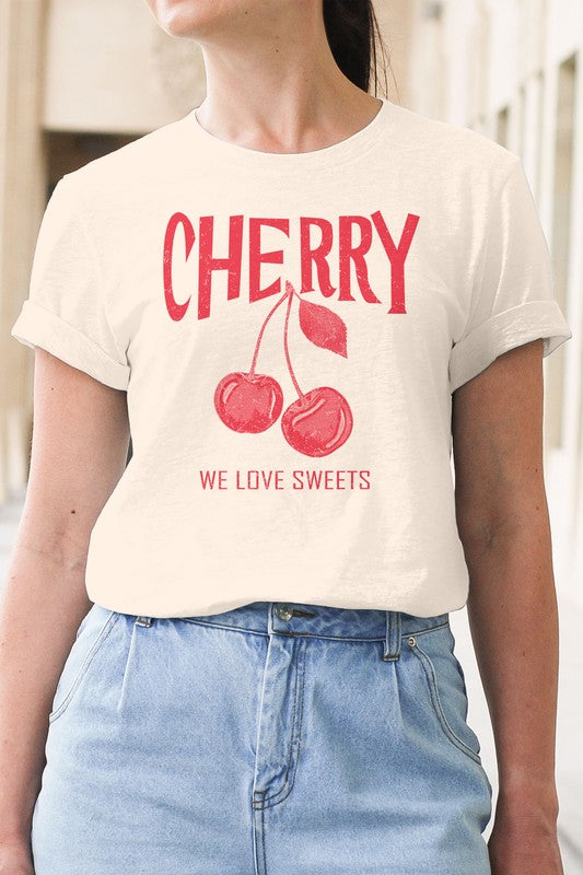 We love Sweet Cherry Graphic Tee - Aaria Tees