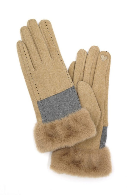 Faux Suede Fur Cuff Winter Gloves LA Jewelry Plaza