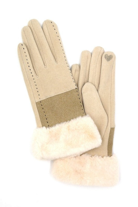 Faux Suede Fur Cuff Winter Gloves LA Jewelry Plaza