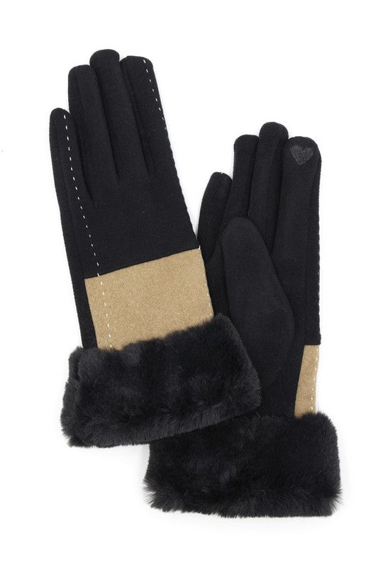 Faux Suede Fur Cuff Winter Gloves LA Jewelry Plaza