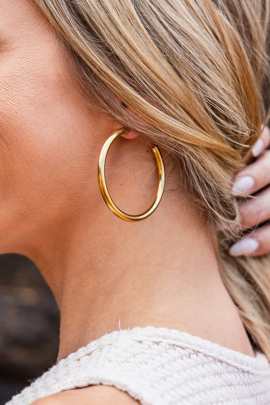 14K STAINLESS STEEL OPEN HOOP EARRINGS Aaria Tees