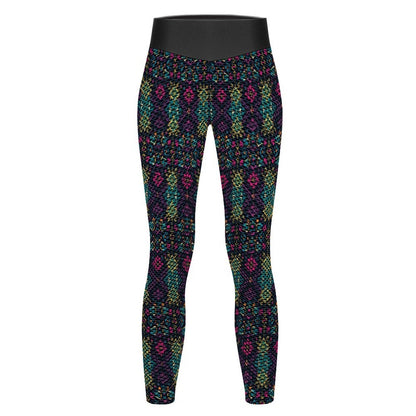 Munsieur Design Custom Printed Honeycomb Textured Yoga Leggings for Women