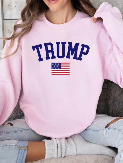 Trump USA Flag 45 47 Cozy Graphic Sweatshirt