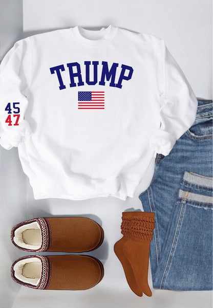 Trump USA Flag 45 47 Cozy Graphic Sweatshirt
