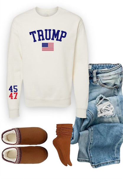 Trump USA Flag 45 47 Cozy Graphic Sweatshirt