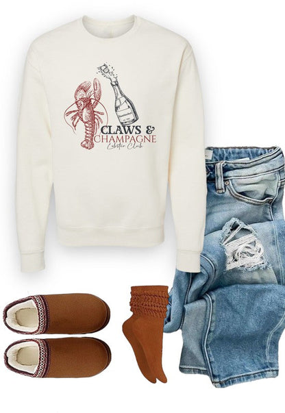 Claws & Champagne Lobster Club Graphic Sweatshirt