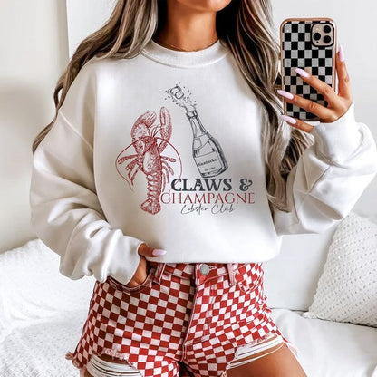 PLUS Claws & Champagne Lobster Club Graphic Sweatshirt
