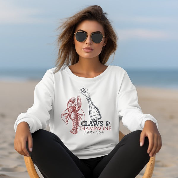 Claws & Champagne Lobster Club Graphic Sweatshirt