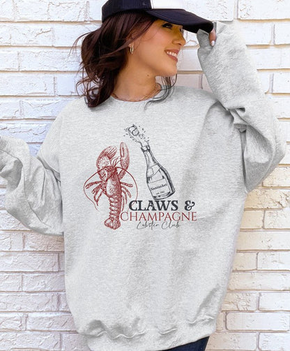 PLUS Claws & Champagne Lobster Club Graphic Sweatshirt