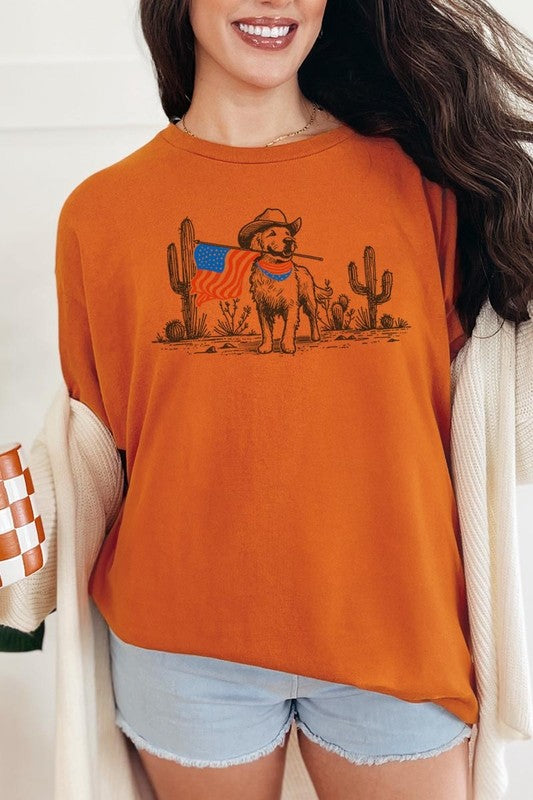 American Cowboy Dog Graphic Heavy Cotton Tee