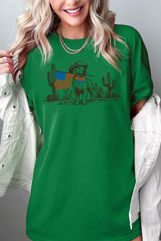 American Cowboy Dog Graphic Heavy Cotton Tee